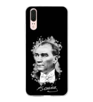 Huawei P20 Uyumlu Kapak Atatürk Tasarımlı Şeffaf Silikon Kılıf