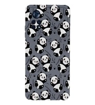 Xiaomi Poco X4 Pro Uyumlu Lansman Kılıf Panda Tasarımlı İçi Kadife Kapak-Gri (Şeffaf)