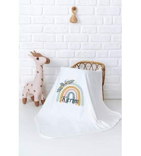 Pia Baby Premium %100 Pamuk Çift Kat Penye Bebek Battaniyesi 80x80 cm 5074-11 (Krem)