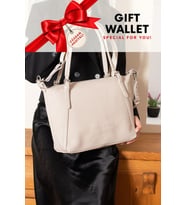 Bej Orijinal 3 Bolmeli Genis Askili Kadin Omuz Cantasi Buyuk Boy 43*30 cm 6037