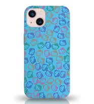 Apple iPhone 13 Mini Uyumlu Lansman Kılıf Hello Kitty Tasarımlı İçi Kadife Kapak-Mavi (Şeffaf)