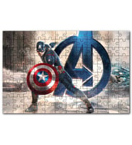 Cakapuzzle Yenilmezler Kaptan Amerika Logolu Puzzle Yapboz MDF (Ahşap) (120 Parça)