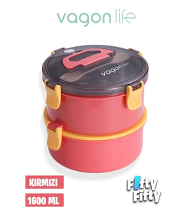 1600 ML İki Kat Yuvarlak Paslanmaz Çelik Bento Lunch Box Yeni Nesil Sefer Tası-ÇatallıKaşı
