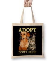 Adopt Don t Shop Cute Cat & Dog Rescue Adoption Bez Çanta Uzun Saplı