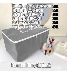 Gri Renk Fermuarlı Hurç Ultra Mega Boy 100x50x50cm