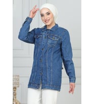 Düğmeli Kot Ceket Açık Mavi 6105