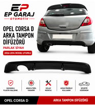 Opel Corsa D Arka Tampon Difüzörü Parlak Siyah 2006-2014 ( İNCE TİP)