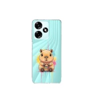 Infinix Hot 30 ile Uyumlu Splash Kapibara Tasarımlı Şeffaf Silikon Kılıf