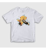 Presmono Unisex Çocuk Beyaz Zenitsu Anime Demon Slayer Kimetsu No Yaiba T-Shirt 309161tt