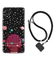 TCL 303 Kılıf Resimli Boyun Askılı İpli Desenli Silikon Space Woman 1311