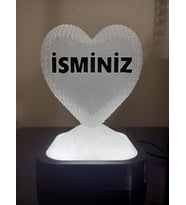 Kişiye Özel Hediyelik Isimli Kalp Figürlü Dekoratif Led Lamba - Adaptörlü (Beyaz)