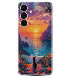 Samsung Galaxy S25 FE Kılıf Boutique Baskılı Resimli Manzara Kedi Pcode -096