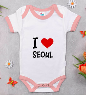 BK Kids I Love Seoul Tasarımlı Pembe Bebek Body Zıbın - Model 1