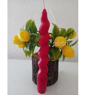 qosrix Kırmızı Italyan Burgulu Şamdan Soya Mumu Doğal Kokulu Çubuk Konik Burgu Spiral Mum Dekoratif 1 Adet