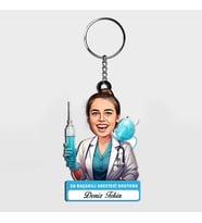 Karikatürlü - Bayan Anestezi Doktoru İsimli Anahtarlık