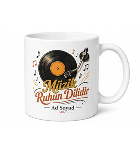 Plak Temalı Retro Müzik Baskılı Kupa Bardak Nostaljik Hediye
