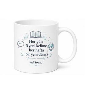 Yabancı Dil Öğrenimi Her Gün 5 Yeni Kelime Motivasyon Kupa Bardak Hediye
