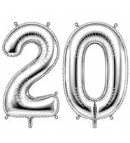 20 Rakam Folyo Balon Gümüş Rengi (36 cm)