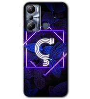 İnfinix Hot 20i Kılıf HD Desen Baskılı Kılıf - Dark Neon Yaprak Ç Harfi