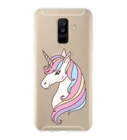 Samsung Galaxy A6 Plus (2018) Uyumlu Kapak Unicorn Tasarımlı Şeffaf Silikon Kılıf