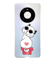 Huawei Mate 40 Pro Uyumlu Kapak Coolcat Tasarımlı Şeffaf Silikon Kılıf