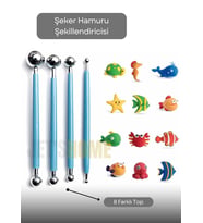 Pasta Şekillendirici Marzipan Seti Metal Top Şeker Hamuru Şekillendirici