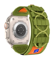 Apple Watch Ultra 49mm Uyumlu Kordon Hasır Kumaş Sarmal Örgü Zore KRD-99 Kayış (Açık Yeşil)