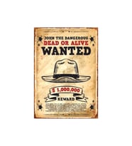 Wanted Poster Retro Ahşap Tablo – Western Tarzı Aranıyor Afişi ve Kovboy Temalı Dekor