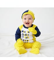 bebek taraftar %100 pamuk 4 lü takım. (Sarı-Lacivert)