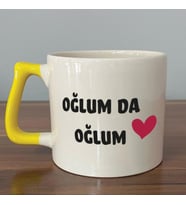 Oğlum Da Oğlum Baskılı Sarı Kulplu D Kupa