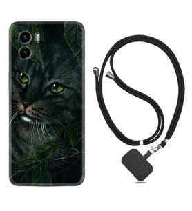 Vivo Y15S Y32 Y33S Y51 Y53S Kılıf Boyun Askılı Silikon Flowers Cat 1345