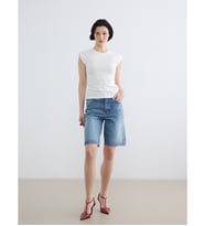 LCW Jeans İndigo Yüksek Bel Bermuda Fit Kadın Jean Şortolon