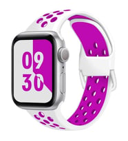 Apple Watch 10/11 42mm-38/40/41mm Kordon Delikli Spor Kordon 2/3/4/5/6/se/7/8/9 (Beyaz-Mor)