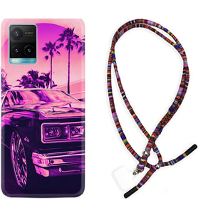 Vivo Y11S Y21S Y20 Y20S Y70 Kılıf Boyun Asklı Rasta Silikon Mor Araba 1711