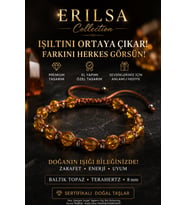 SERTİFİKALI ERILSA Baltık Topaz Terahertz Doğal Taş Bileklik 8 mm Ayarlanabilir El Yapımı Unisex