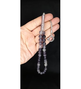 SEVGİLİYE ÖZEL HEDİYE KEDİGÖZÜ TESBİH SİYAH RENKLİ KÜRE KESİM H-1334.
