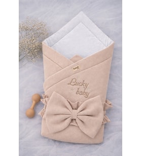 Bej %100 Pamuklu Bebek Battaniyesi 85x85 cm Yenidoğan Kundak Hastane Çıkışı