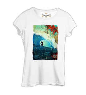 Summer - Surf ve Dalgalar Beyaz Kadın Tshirt