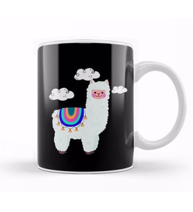 Cute Llama Clouds Cool Alpaka Present Kupa Bardak Porselen