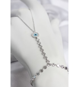 Gümüş Renk Pirinç Zirkon Taşlı Nazar Model Şahmeran