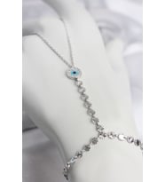 Gümüş Renk Pirinç Zirkon Taşlı Nazar Model Şahmeran