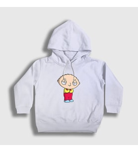 Presmono Unisex Çocuk Beyaz Stewie Griffin Family Guy Kapüşonlu Sweatshirt 301077tt