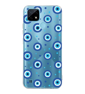 PrintiFy Realme C21  ile Uyumlu 1mm Slim Fit Nazar Boncuğu 1 Baskılı Şeffaf  Kılıf
