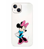 Apple iPhone 13 Mini Uyumlu Kamera Korumalı Tıpalı Kapak Minnie Mouse TasarımlıŞeffaf Kılıf