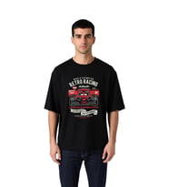 Erkek Oversize Tişört Retro Grand Prix Dünya Şampiyonu Baskılı Rahat Kesim Günlük Modern Şık Zarif