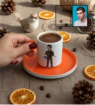 Kişiye Özel Karikatürlü Asker Türk Kahvesi Fincanı 30 Ağustos Zafer Bayramı Hediyesi