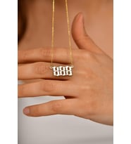 Gold 888 Melek Sayısı Gümüş Denge Kolyesi