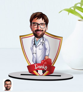 BK Gift Kişiye Özel İsimli Erkek Acil Tıp Teknisyeni Karikatürlü Ahşap Biblo Model-1