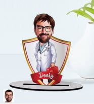 BK Gift Kişiye Özel İsimli Erkek Acil Tıp Teknisyeni Karikatürlü Ahşap Biblo Model-1