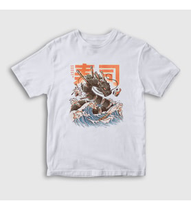 Presmono Unisex Çocuk Beyaz Sushi Dragon Ejderha T-Shirt 354388tt (Beyaz)